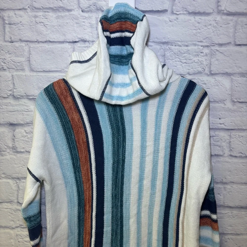 Soft Surroundings Bimini Pullover Hoodie Women Large Multicolor Striped Sweater